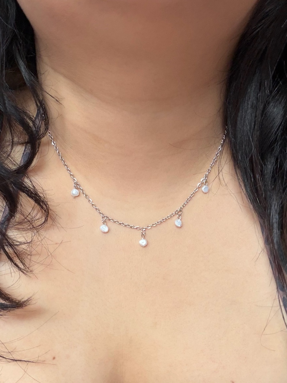 Unique 5 Natural Freshwater Pearl Drop
Necklace Dainty